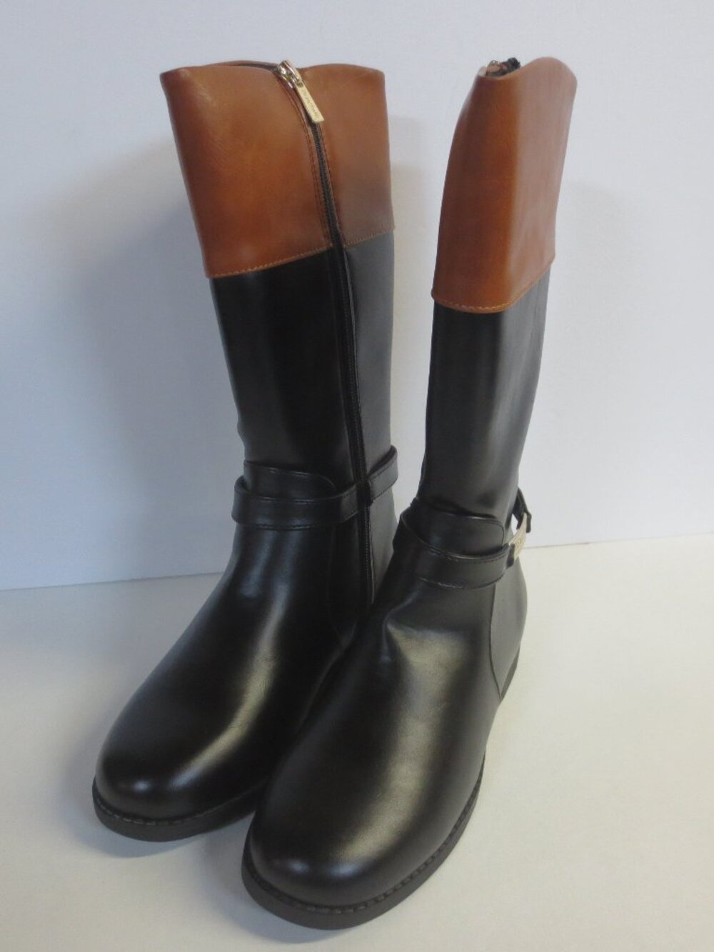 Kenneth Cole Kelly Logo Tall Two Tonal Boot Black - GIRLS SIZE 3.5